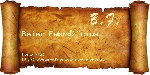 Beier Fabrícius névjegykártya